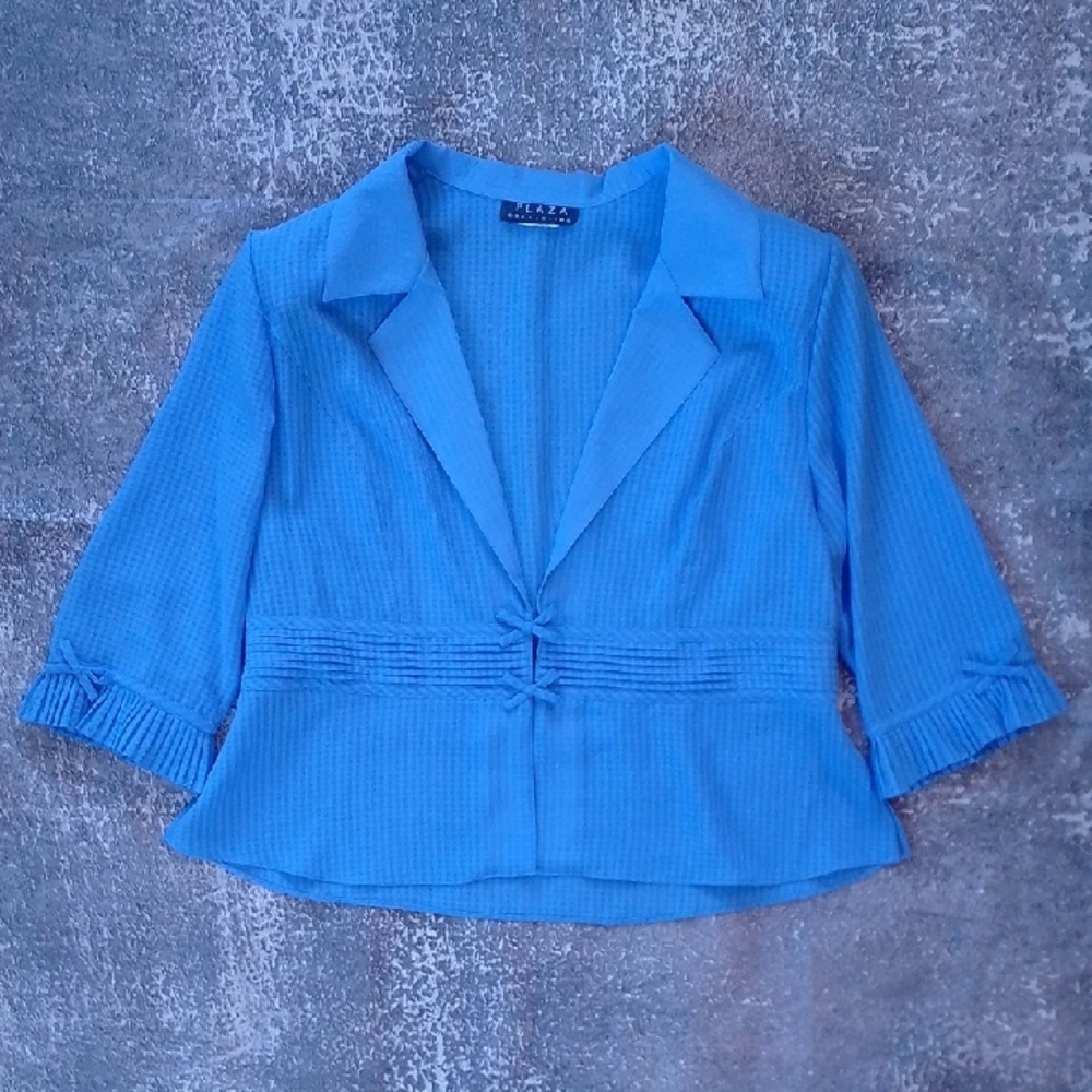 Vintage 90s Blue Top with Bow Detail Plaza collections